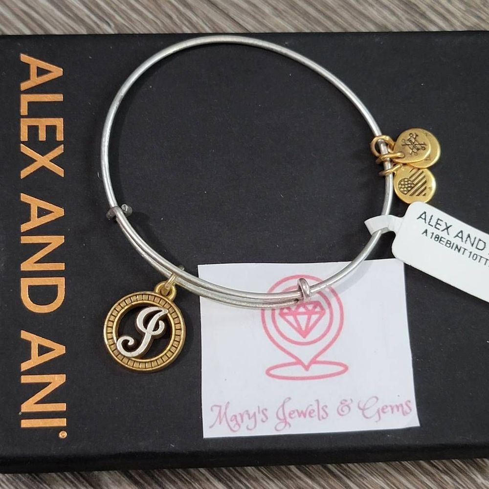 Alex and Ani Initial I Charm Bangle, Two-Tone